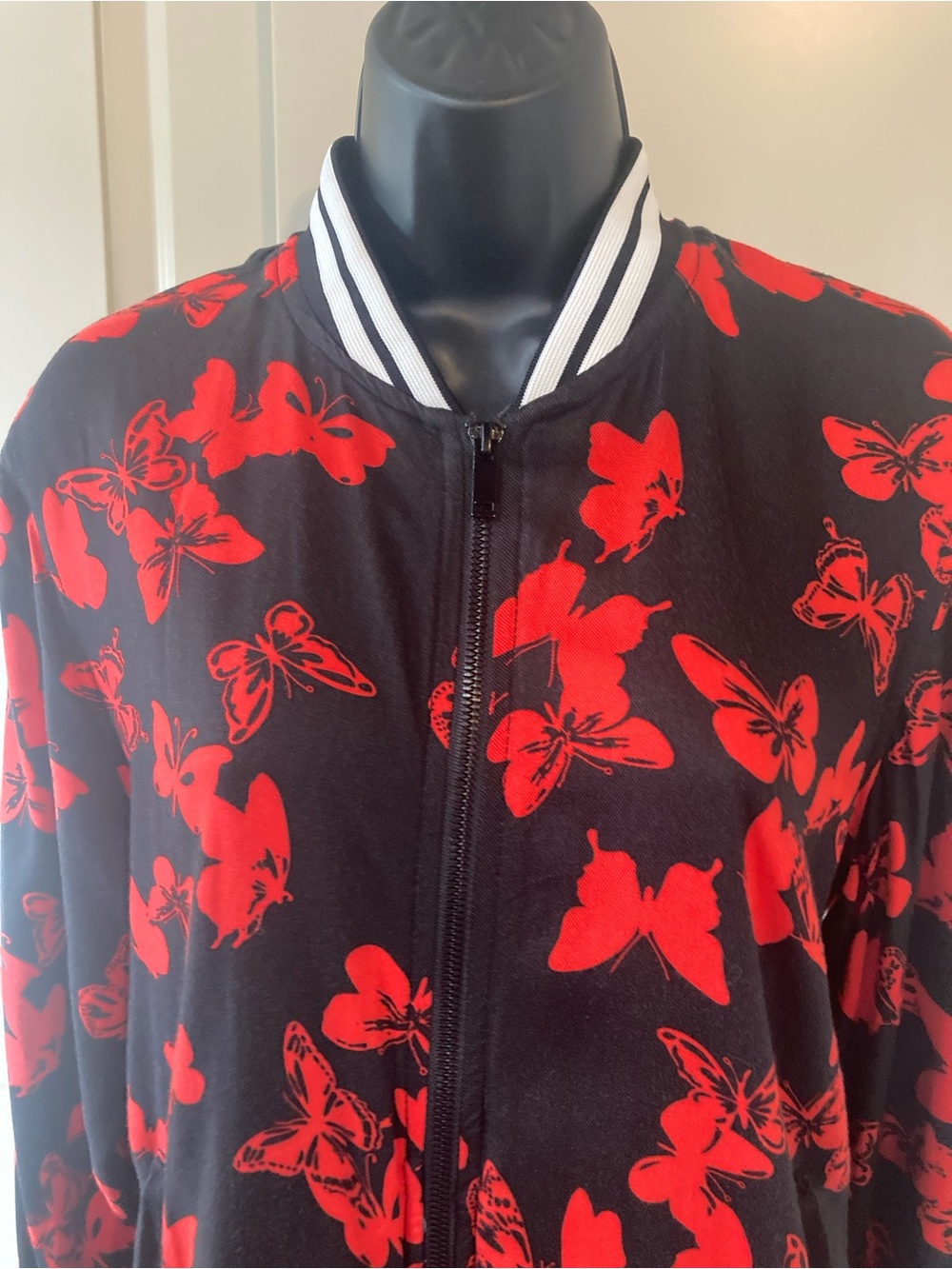 Cactus Man Black and Red Butterfly Varsity Jacket - Picture 2 of 6
